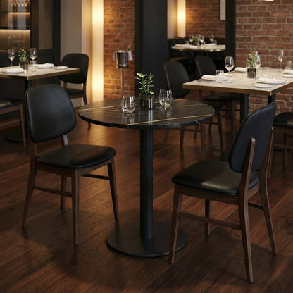 Table bistrot ronde en marbre noir Ø60 cm – Bellini