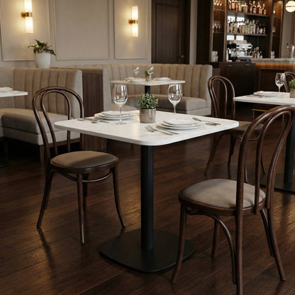 Table bistrot carrée en marbre blanc 60×60 cm – Conti