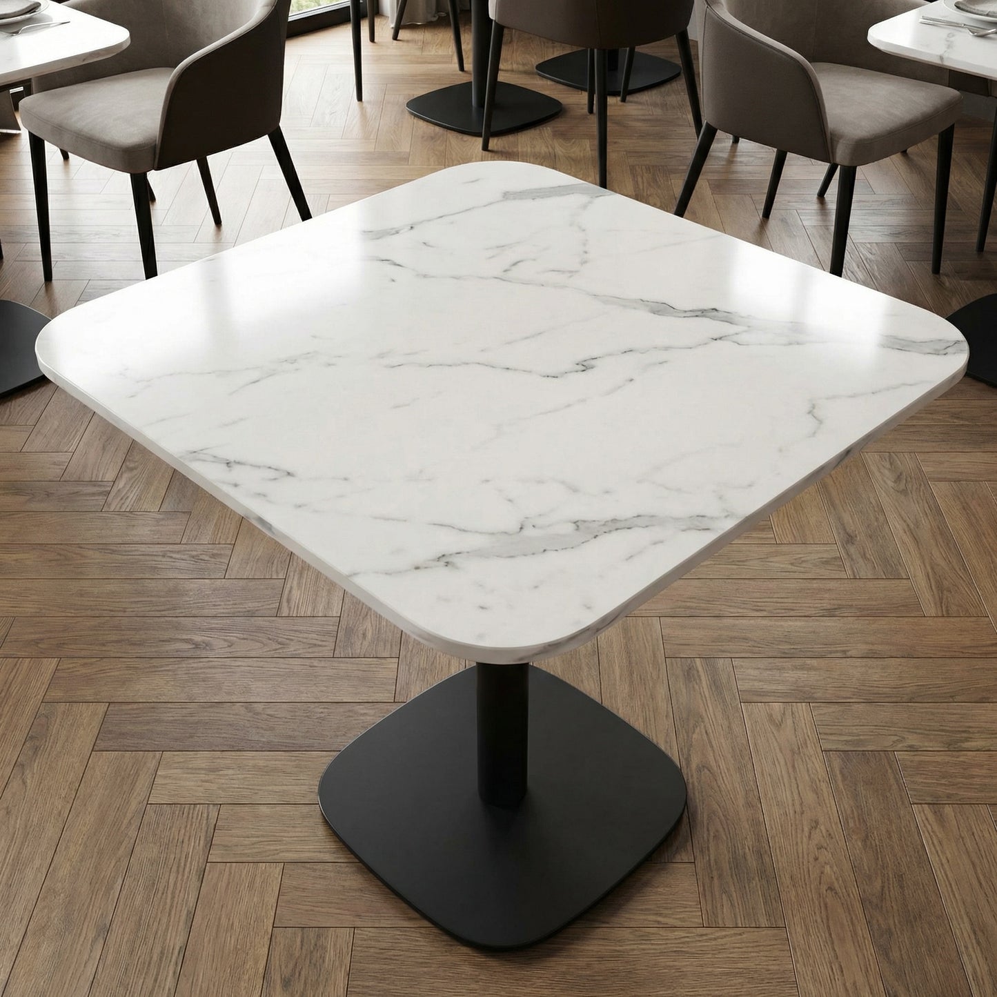 Table bistrot carrée en marbre blanc 60×60 cm – Conti