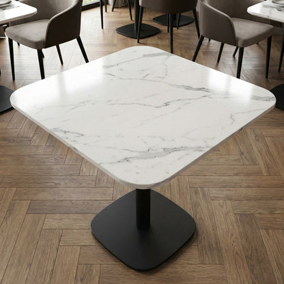 Table bistrot carrée en marbre blanc 60×60 cm – Conti