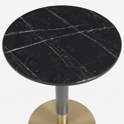 Table bistrot ronde en marbre noir Ø60 cm avec piètement doré – Luciano