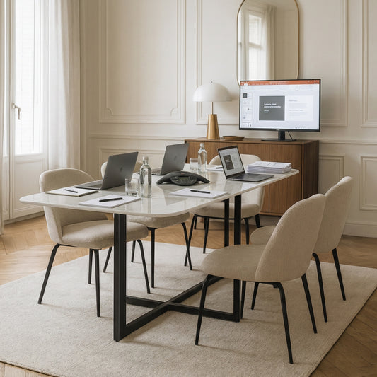 Bureau / Table de réunion en Marbre blanc Sølvik