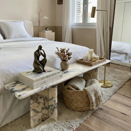 Banc décoratif en marbre Calacatta – Sola