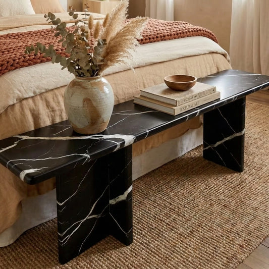 Banc décoratif en marbre noir Marquina – Canto