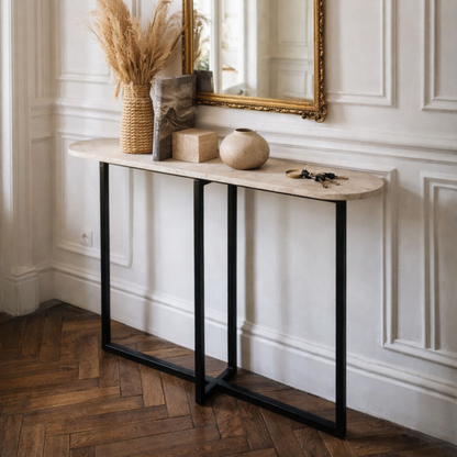 Console Nebbia en Travertin – Design minimaliste et chic contemporain