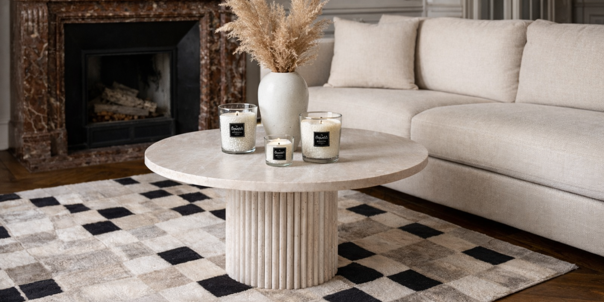 Table en travertin artisanale – Mobilier haut de gamme en pierre naturelle