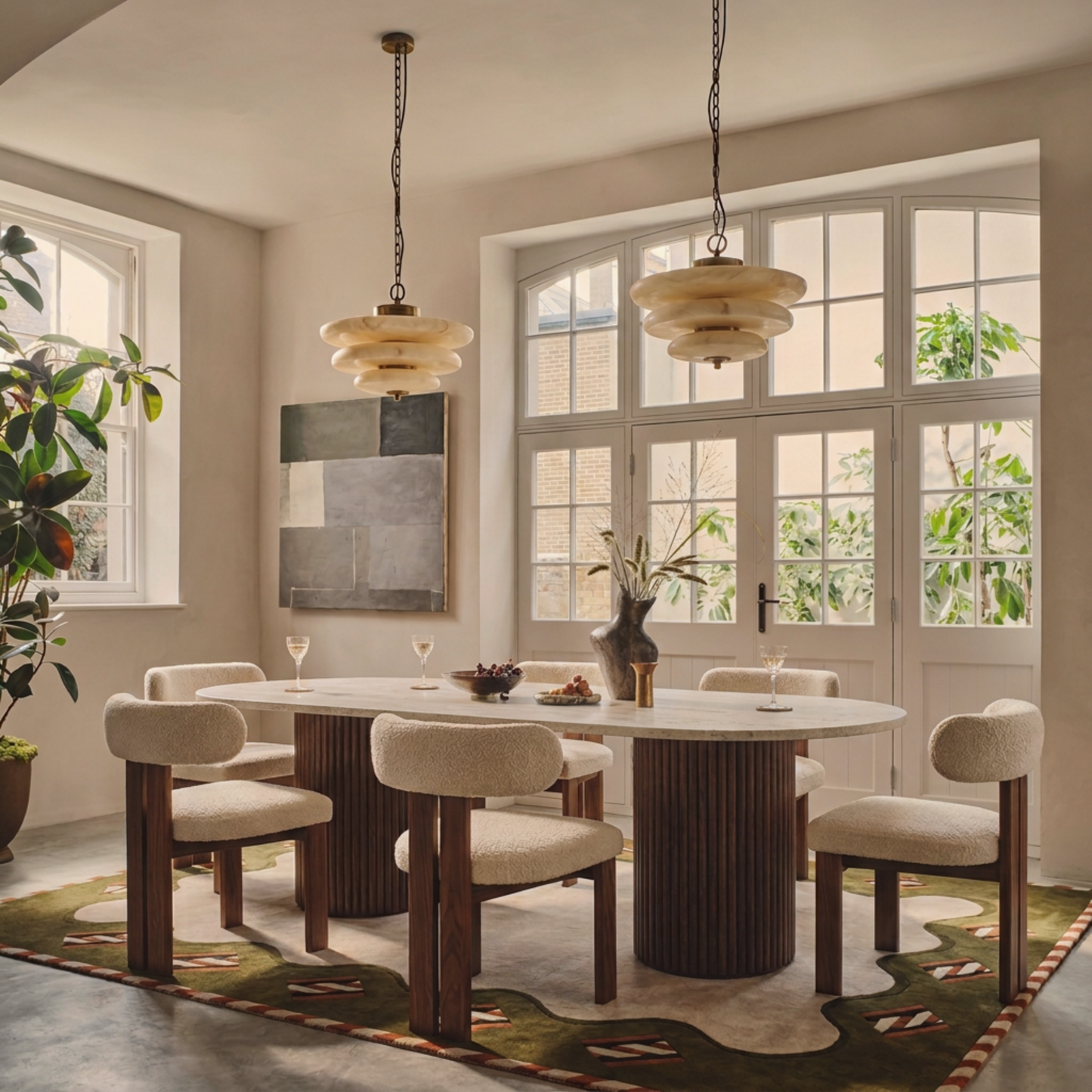 Table à manger Toscana en Travertin et Bois – Design raffiné et authentique