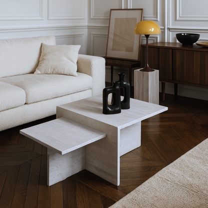 Table basse en Travertin Vela – Style Minimaliste