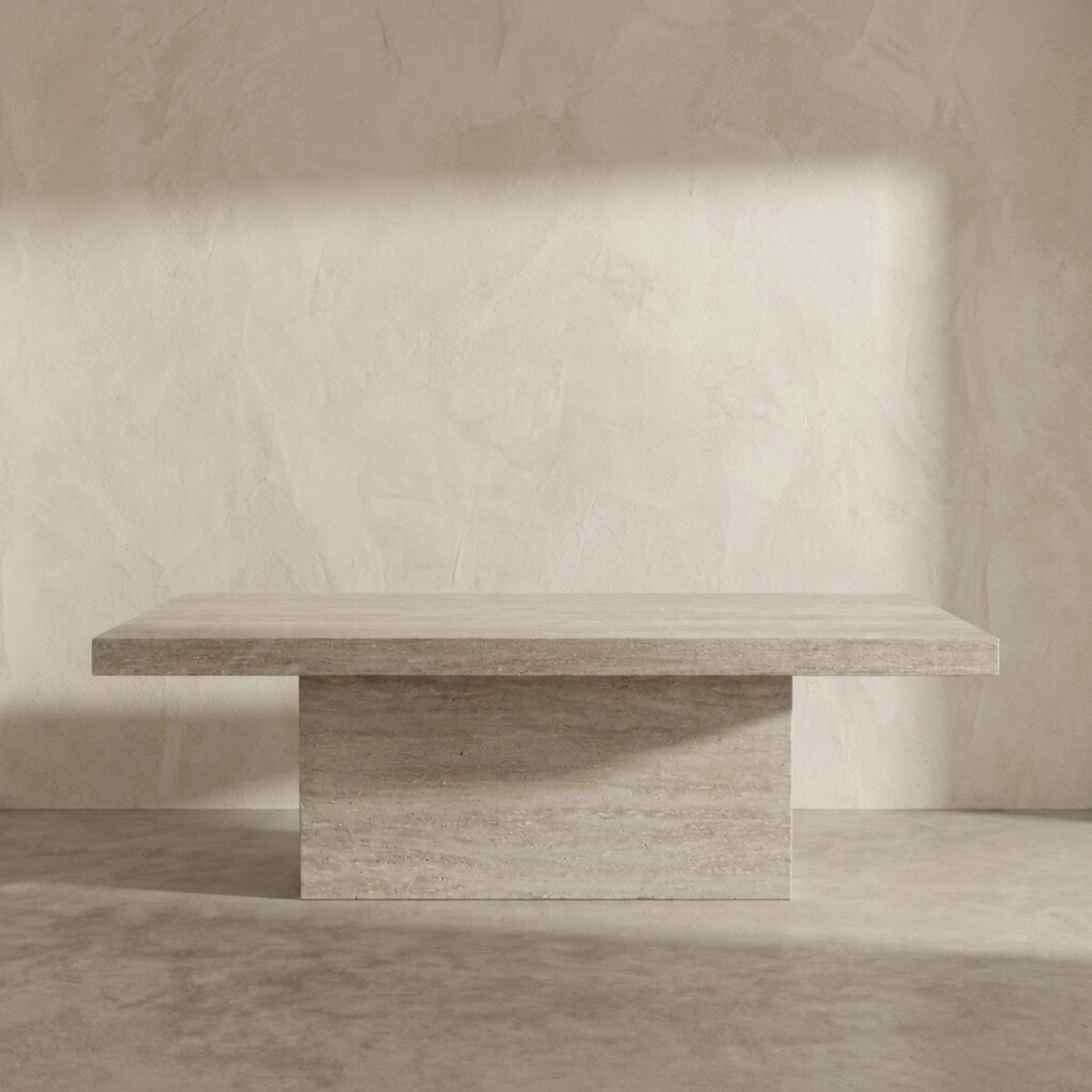Table à manger rectangulaire Emporio en Travertin – Élégance et puissance contemporaine