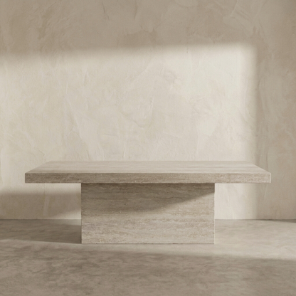 Table à manger rectangulaire Emporio en Travertin – Élégance et puissance contemporaine