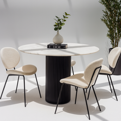 Table à manger Orane en marbre blanc – Design rond et moderne