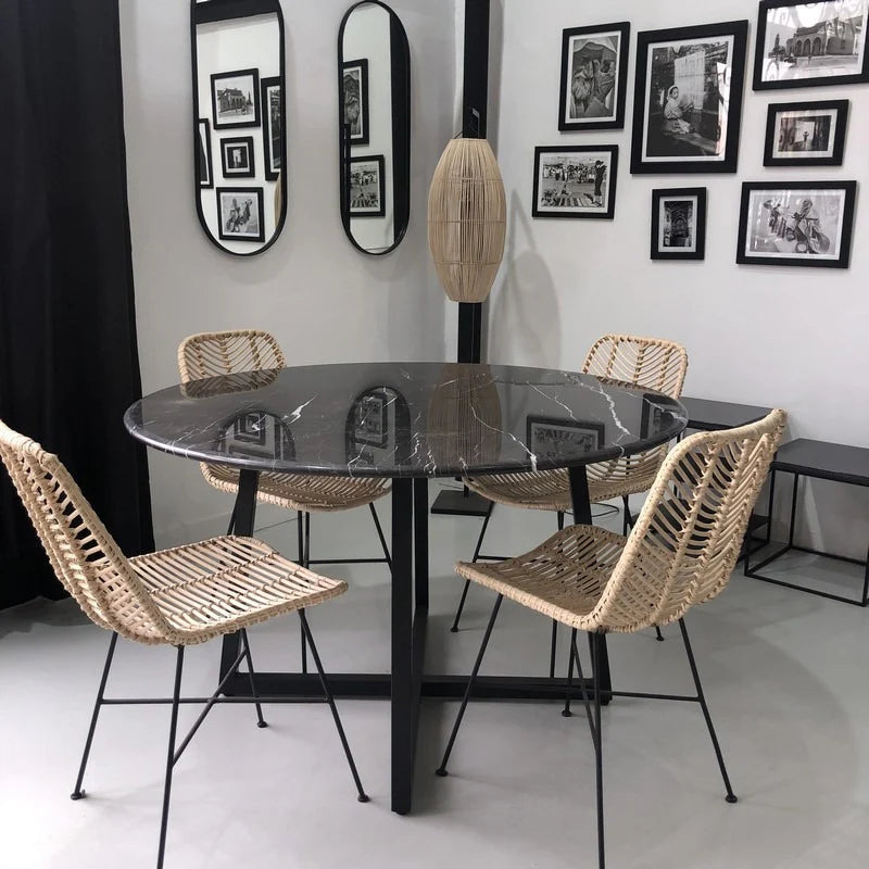 Table à manger ronde Eterna en Marbre noir – Élégance intemporelle et design moderne
