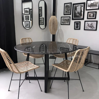 Table à manger ronde Eterna en Marbre noir – Élégance intemporelle et design moderne