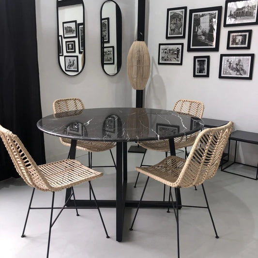 Table à manger ronde Eterna en Marbre noir – Élégance intemporelle et design moderne