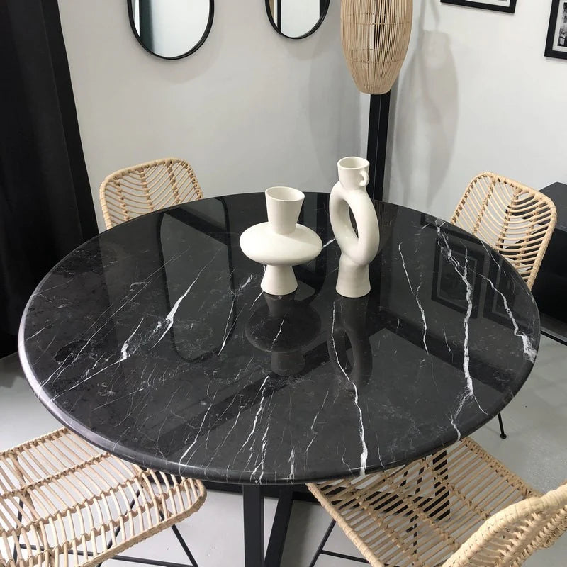 Table à manger ronde Eterna en Marbre noir – Élégance intemporelle et design moderne