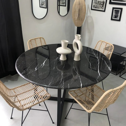 Table à manger ronde Eterna en Marbre noir – Élégance intemporelle et design moderne